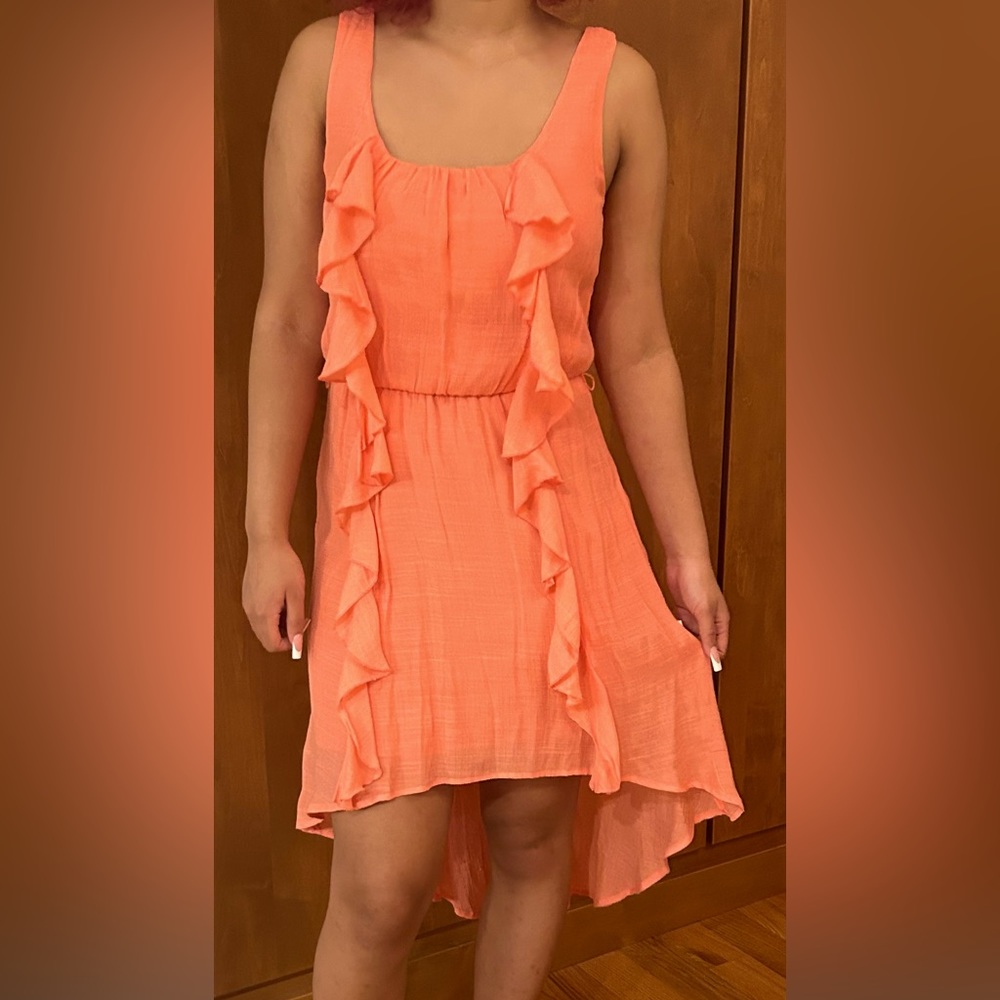 Lily Rose flowy rufflled sundress in coral, Sz XS